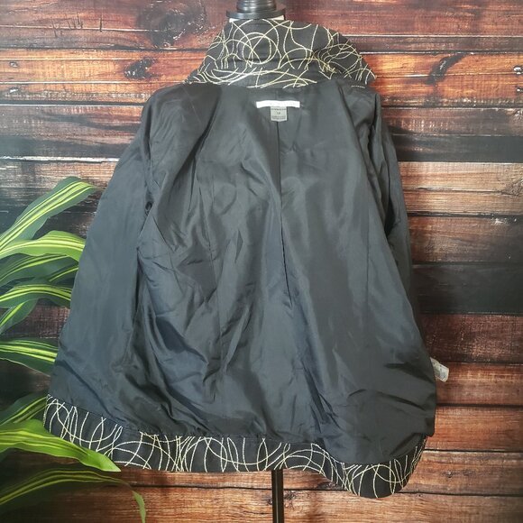 Peter Nygard Jacket Blazer 18 Embroidered 3/4 Sleeves Black Gold Full Zip Lined - Picture 5 of 9